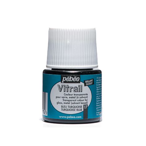 Farba witrażowa do szkła Pebeo Vitrail 45ml, Turkusowa/17 Turquoise transparentna